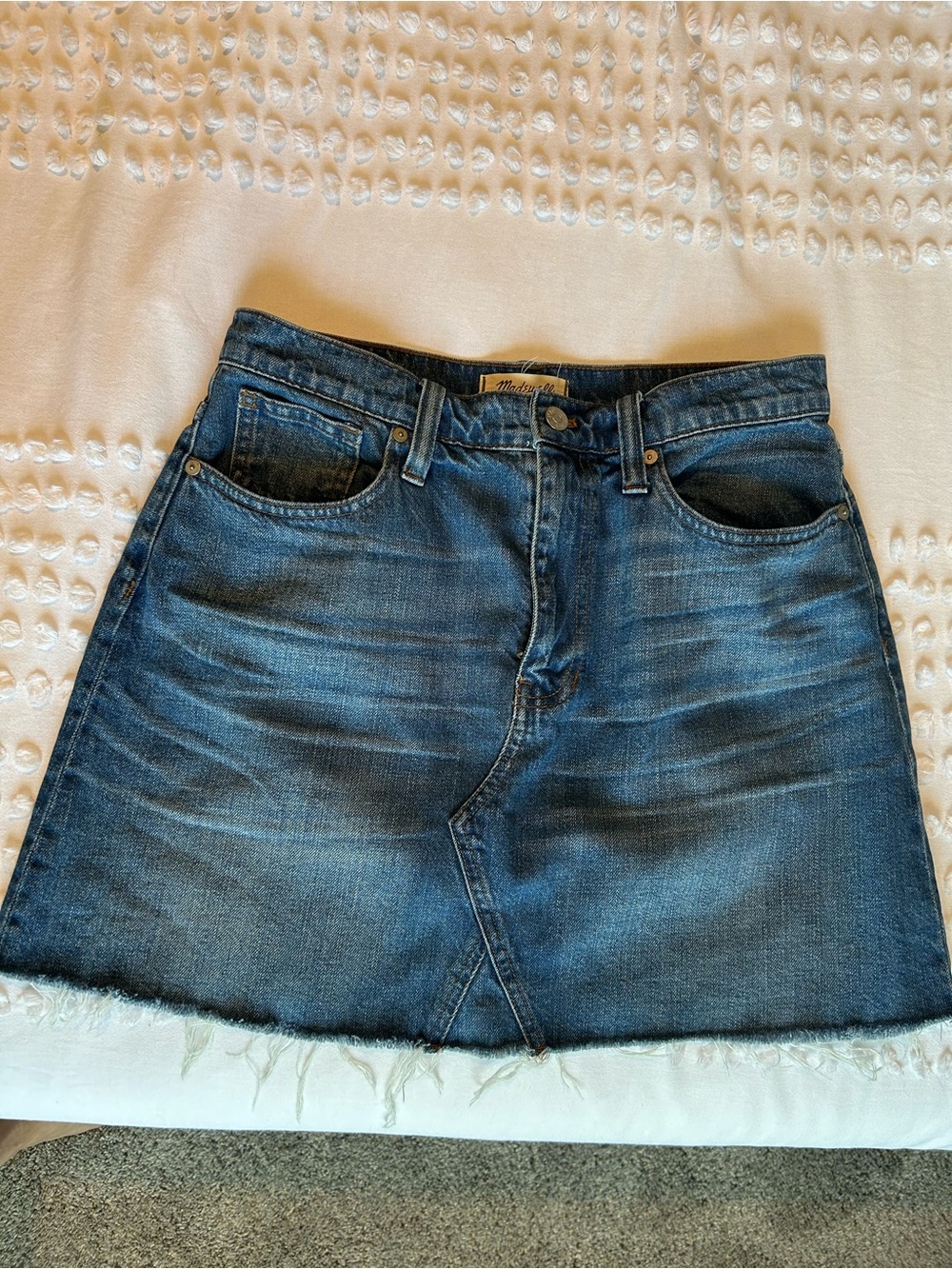 Madewell Blue Denim Skirt with Button Front